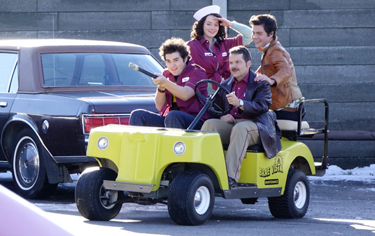 Bruce McCulloch, Allie MacDonald, Atticus Mitchell, and Tim Carlson in Young Drunk Punk (2015)