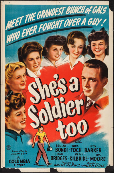 Nina Foch, Jess Barker, Jeanne Bates, Gladys Blake, Nancy Brinckman, Jeff Donnell, and Kaye Dowd in She's a Soldier Too (1944)