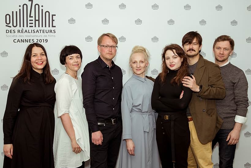 Guna Zarina, Aija Berzina, Alise Gelze, Valentin Novopolskij, Juris Kursietis, Dawid Ogrodnik, and Anna Próchniak at an event for Oleg (2019)