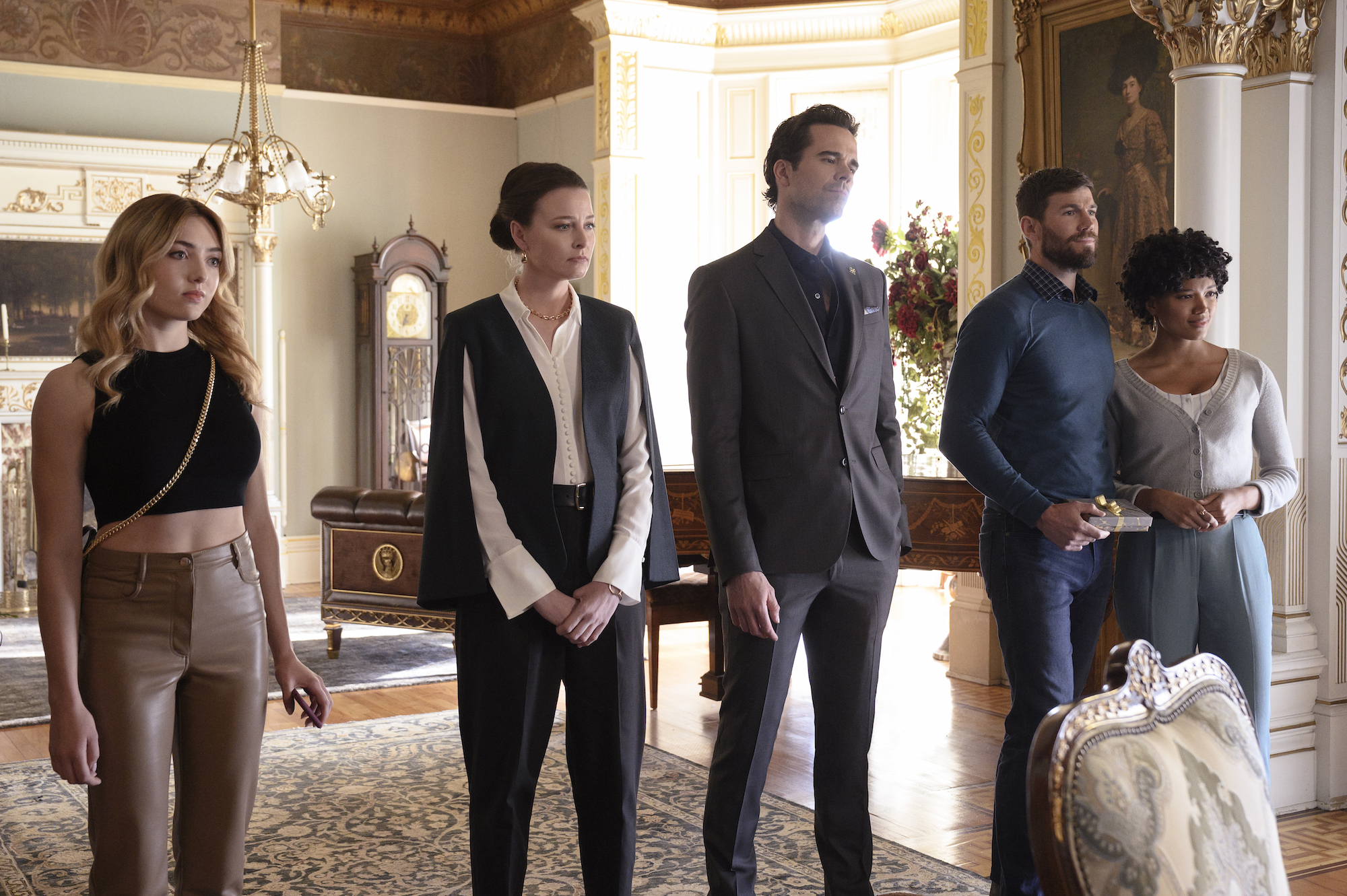 Rachel Nichols, David Walton, Peyton List, Austin Stowell, and Briana Middleton in The Inheritance (2024)