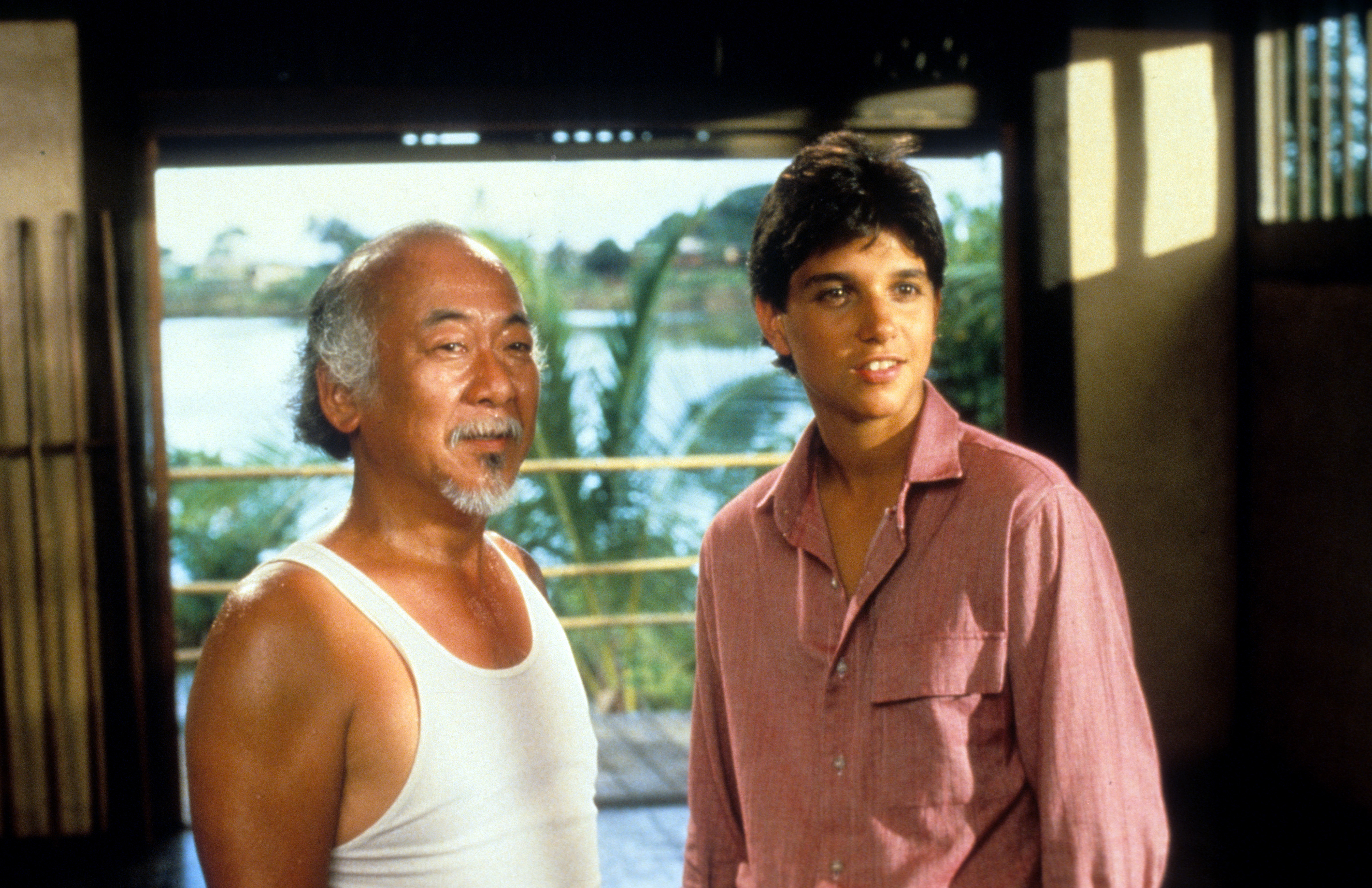 Ralph Macchio and Pat Morita in The Karate Kid (1984)