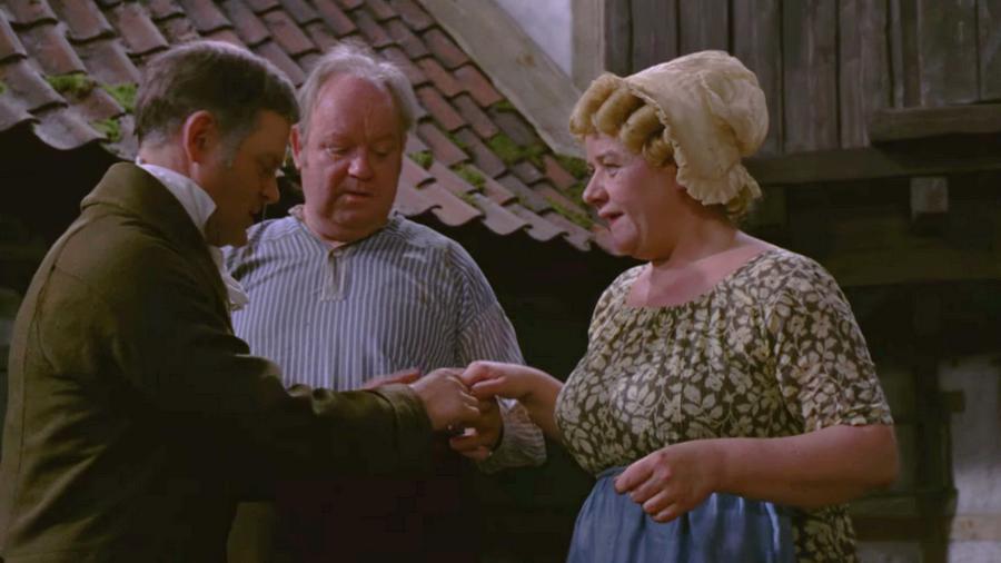 Ove Sprogøe, Karl Stegger, and Bodil Udsen in Tre små piger (1966)