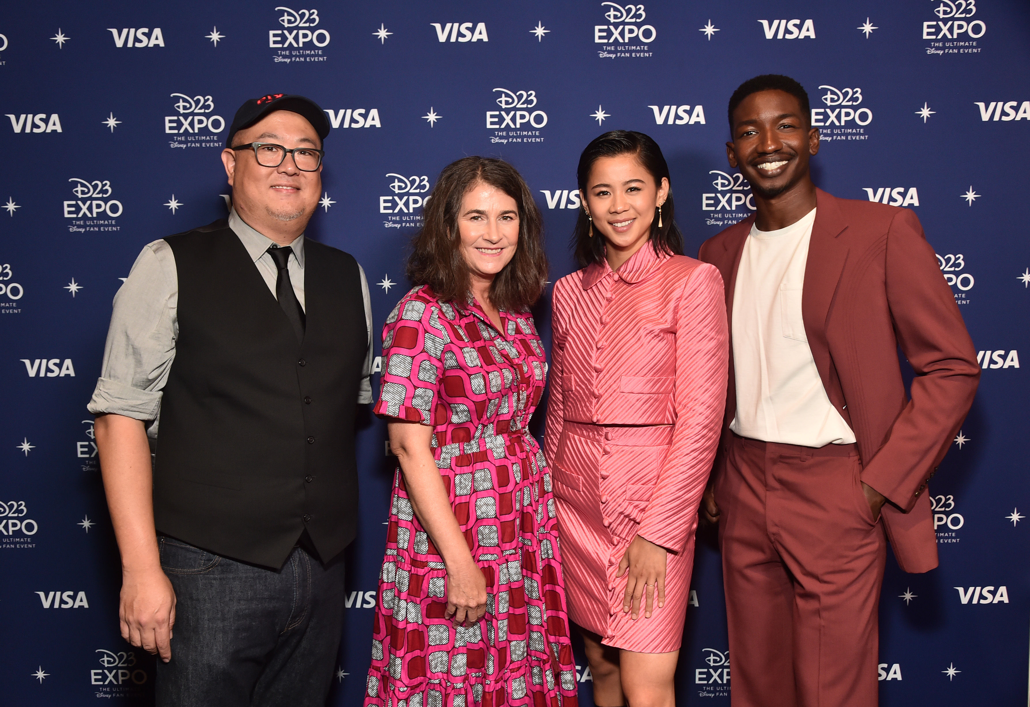 Denise Ream, Peter Sohn, Leah Lewis, and Mamoudou Athie at an event for Elemental (2023)