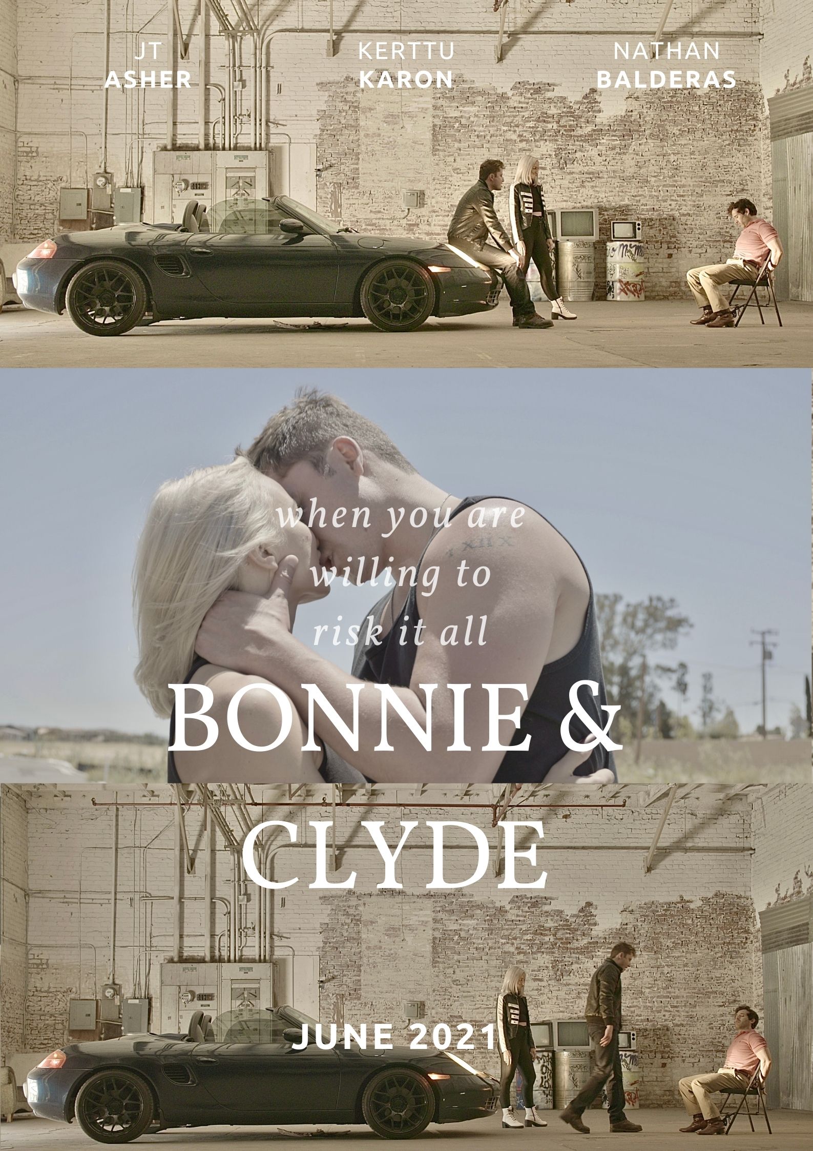 Nathan Balderas, Kerttu Karon, and Jake Erringer in Bonnie and Clyde (2021)