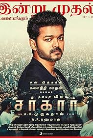 Joseph Vijay, Radha Ravi, Livingston, Prem Kumar, Varalaxmi Sarathkumar, Yogi Babu, Keerthy Suresh, and Pala Karuppaiah in Sarkar (2018)