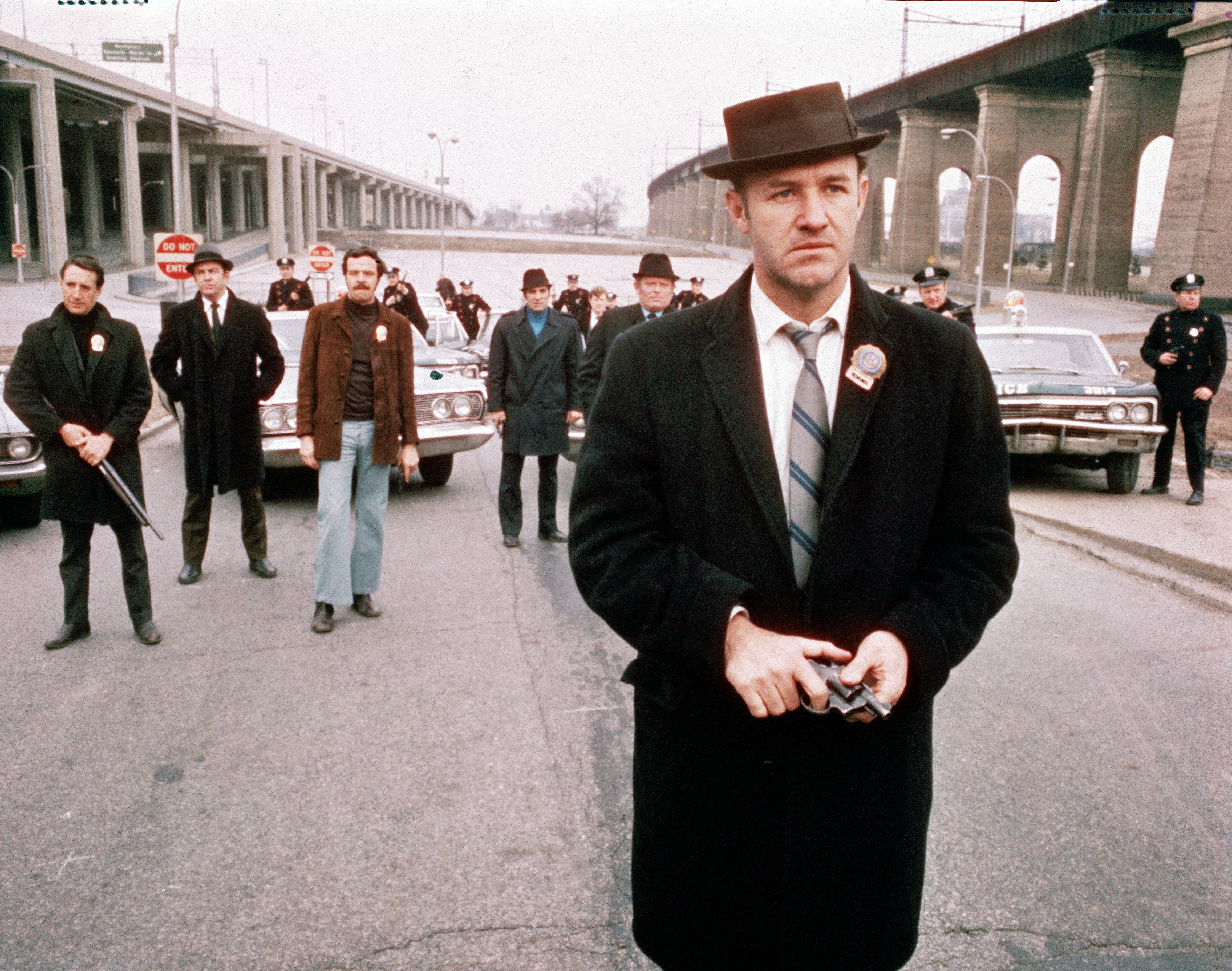 Gene Hackman, William Friedkin, Roy Scheider, Eddie Egan, and Randy Jurgensen in The French Connection (1971)