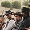 Ethan Hawke, Denzel Washington, Vincent D'Onofrio, Lee Byung-hun, Chris Pratt, Manuel Garcia-Rulfo, and Martin Sensmeier in The Magnificent Seven (2016)