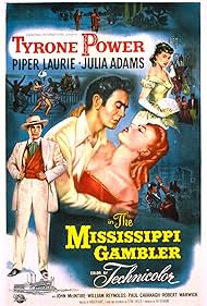 Tyrone Power, Piper Laurie, and Julie Adams in The Mississippi Gambler (1953)