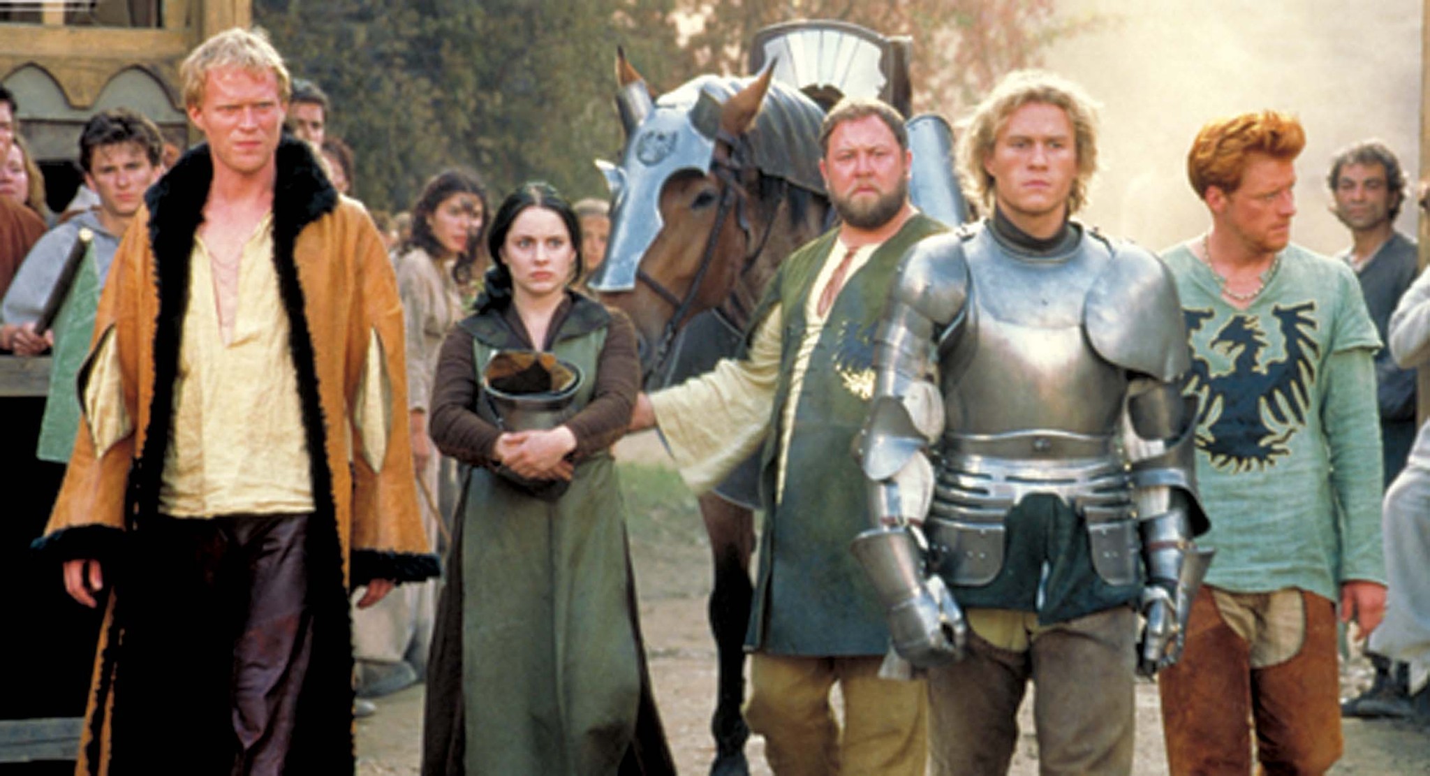 Mark Addy, Heath Ledger, Paul Bettany, Laura Fraser, and Alan Tudyk in A Knight's Tale (2001)