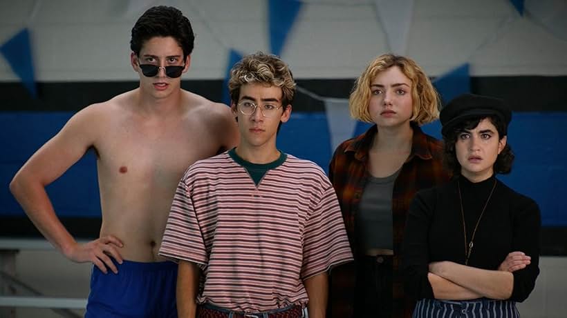 Peyton List, Milo Manheim, Sarah Yarkin, and Nick Pugliese in School Spirits (2023)