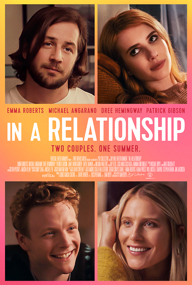 Michael Angarano, Emma Roberts, Dree Hemingway, and Patrick Gibson in In a Relationship (2018)