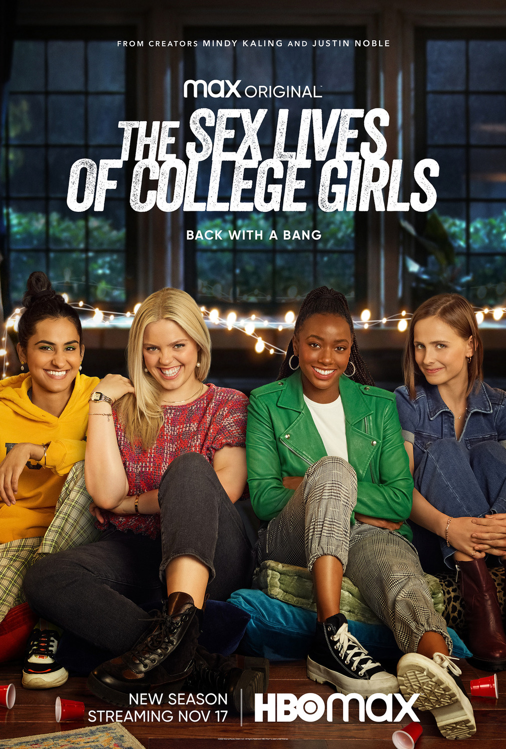 Reneé Rapp, Alyah Chanelle Scott, Amrit Kaur, and Pauline Chalamet in The Sex Lives of College Girls (2021)