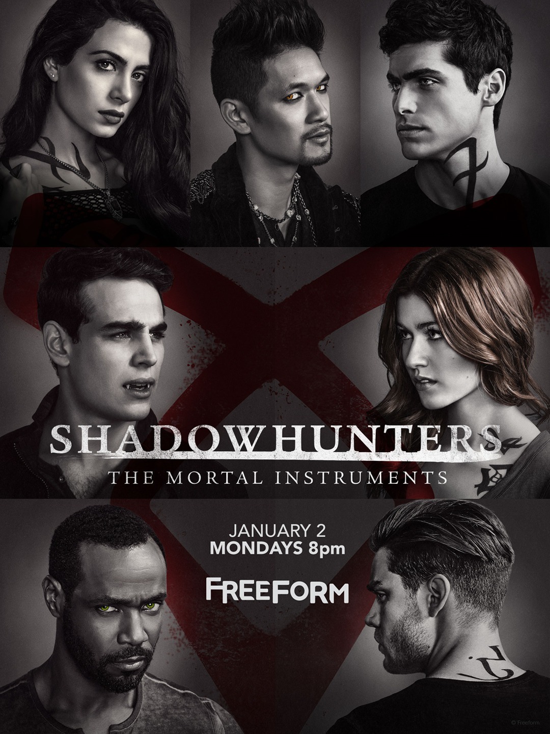 Harry Shum Jr., Isaiah Mustafa, Emeraude Toubia, Katherine McNamara, Dominic Sherwood, Matthew Daddario, and Alberto Rosende in Shadowhunters (2016)