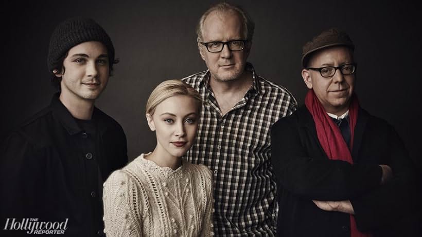 Sarah Gadon, Logan Lerman, Tracy Letts, and James Schamus at an event for Indignation (2016)