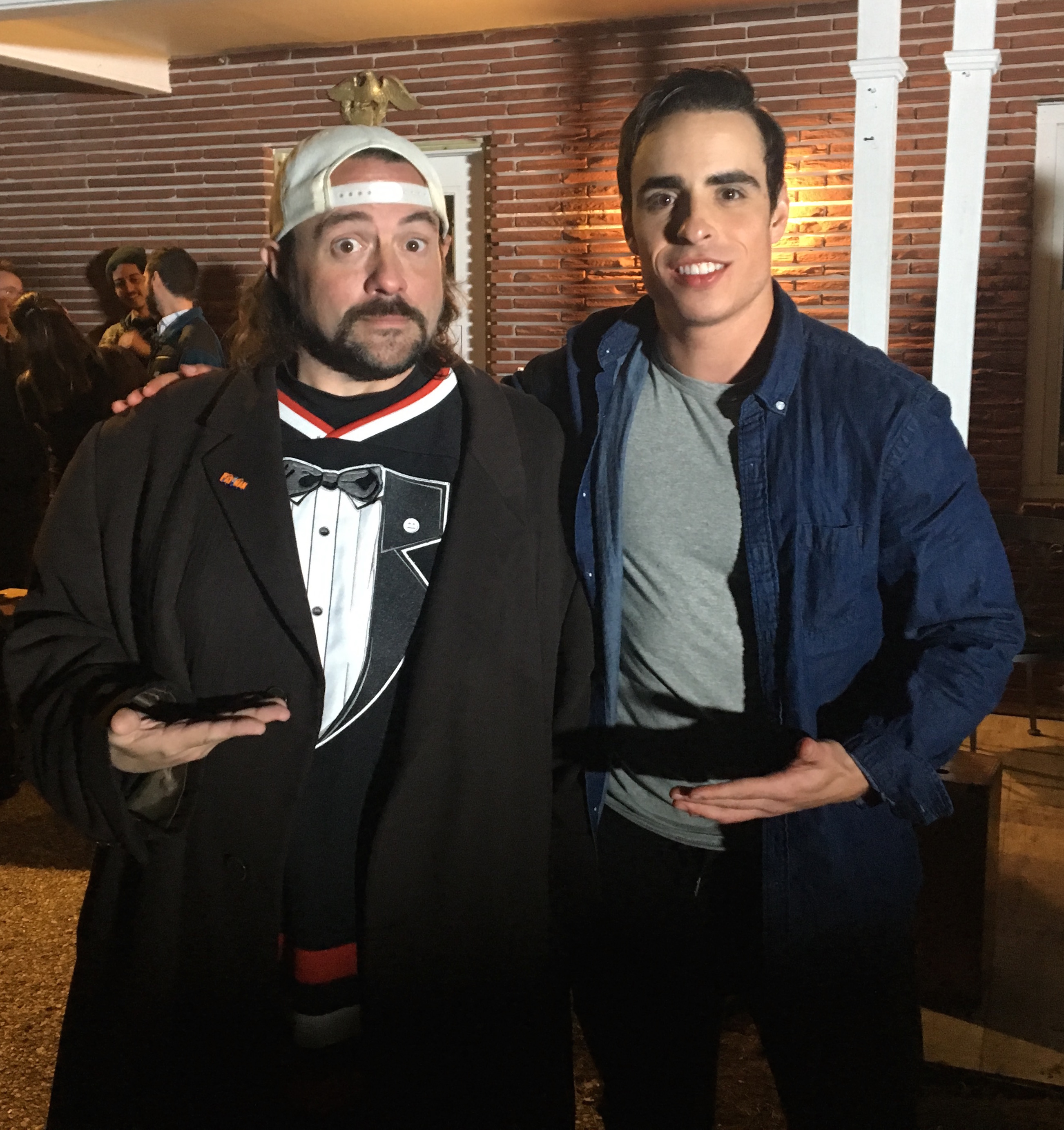 Andrew Romano on the set of "Killroy Was Here" with director Kevin Smith.