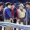 James Drury, L.Q. Jones, Steve Raines, and Tom Tryon in The Virginian (1962)