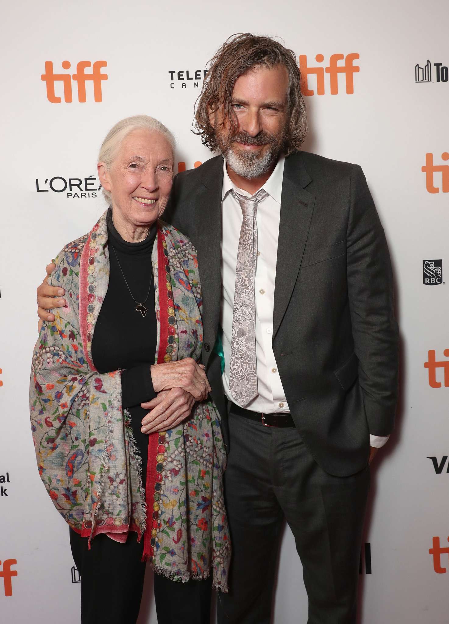 Jane Goodall and Brett Morgen at an event for Jane (2017)