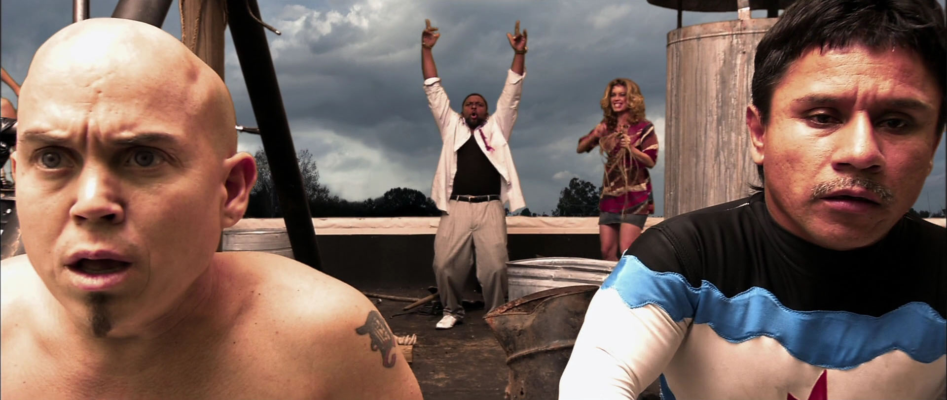 Martin Klebba, Juan Longoria García, Carl Anthony Payne II, and Johanna Putnam in Feast II: Sloppy Seconds (2008)