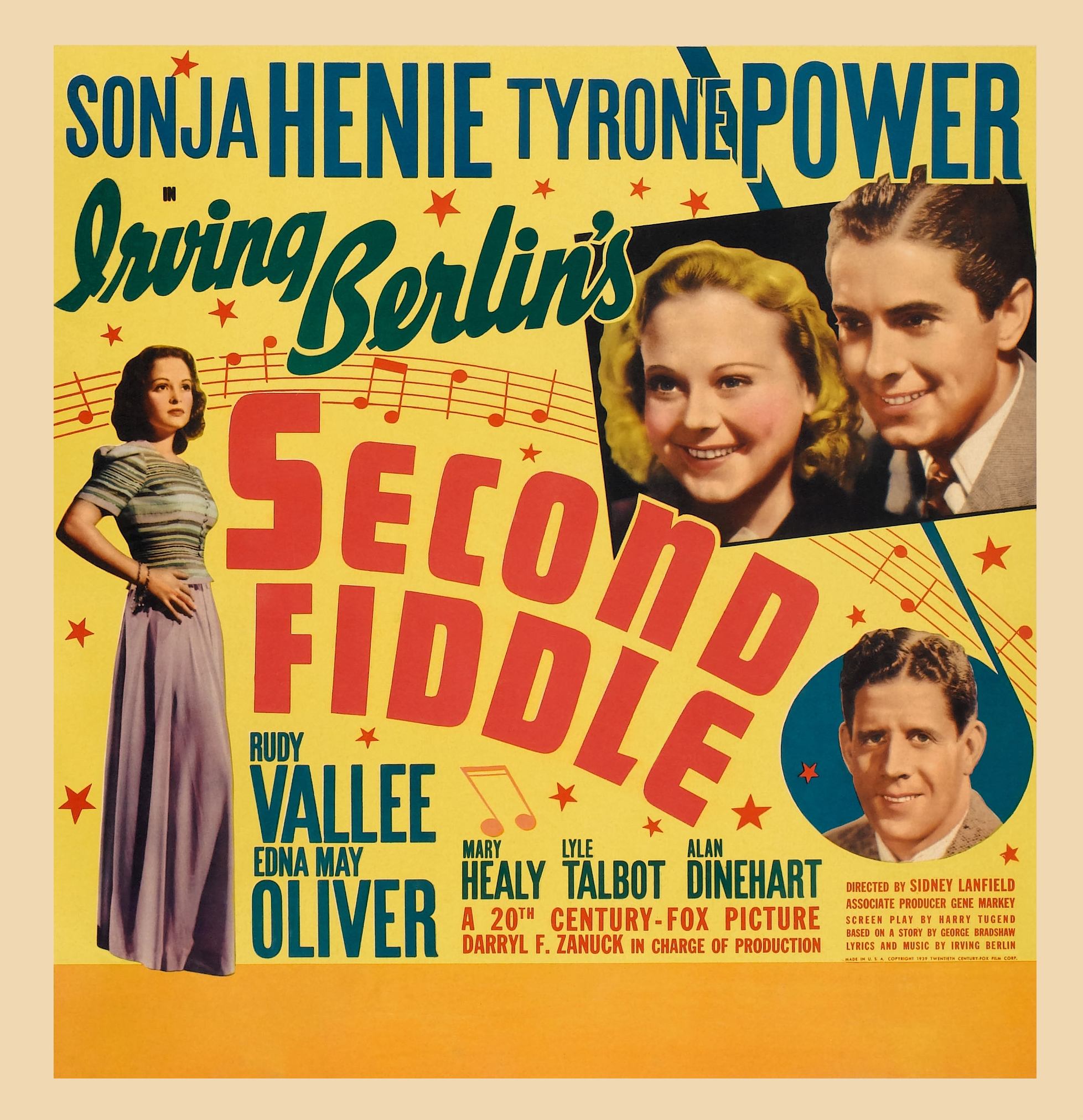 Tyrone Power, Mary Healy, Sonja Henie, and Rudy Vallee in Second Fiddle (1939)