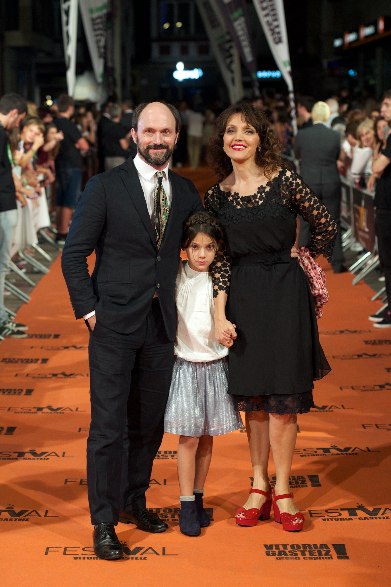 Will Keen, María Fernández Ache, and Dafne Keen at an event for The Refugees (2014)