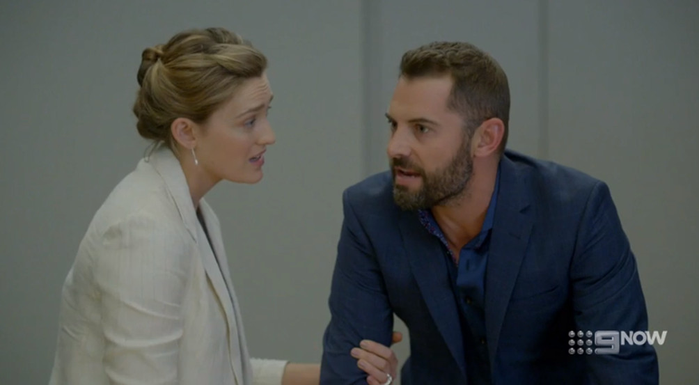 Daniel MacPherson and Tess Haubrich in Bad Mothers (2019)