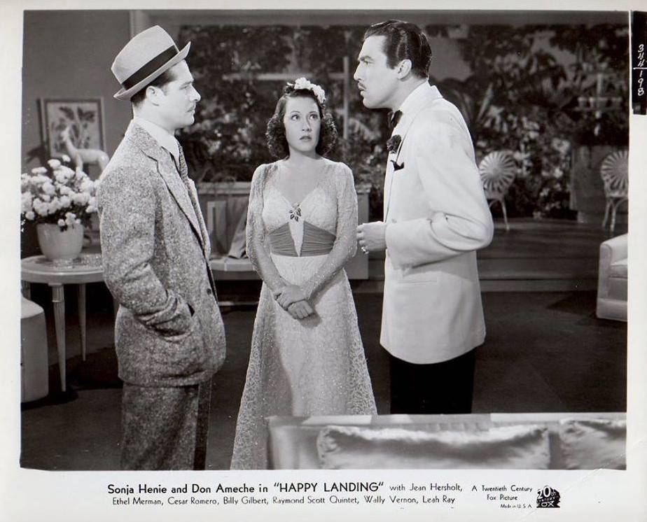 Don Ameche, Cesar Romero, and Ethel Merman in Happy Landing (1938)