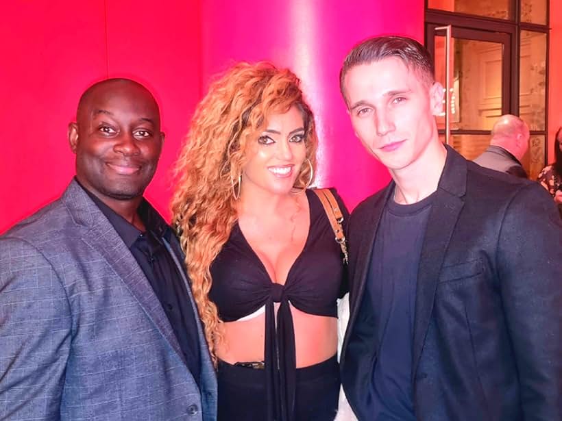 Dywayne Thomas, Bianca Maria and Ben Wilson attends the special screening of Rise of The Footsoldier: Vengeance at The Ham Yard Hotel in Soho, London, United Kingdom.