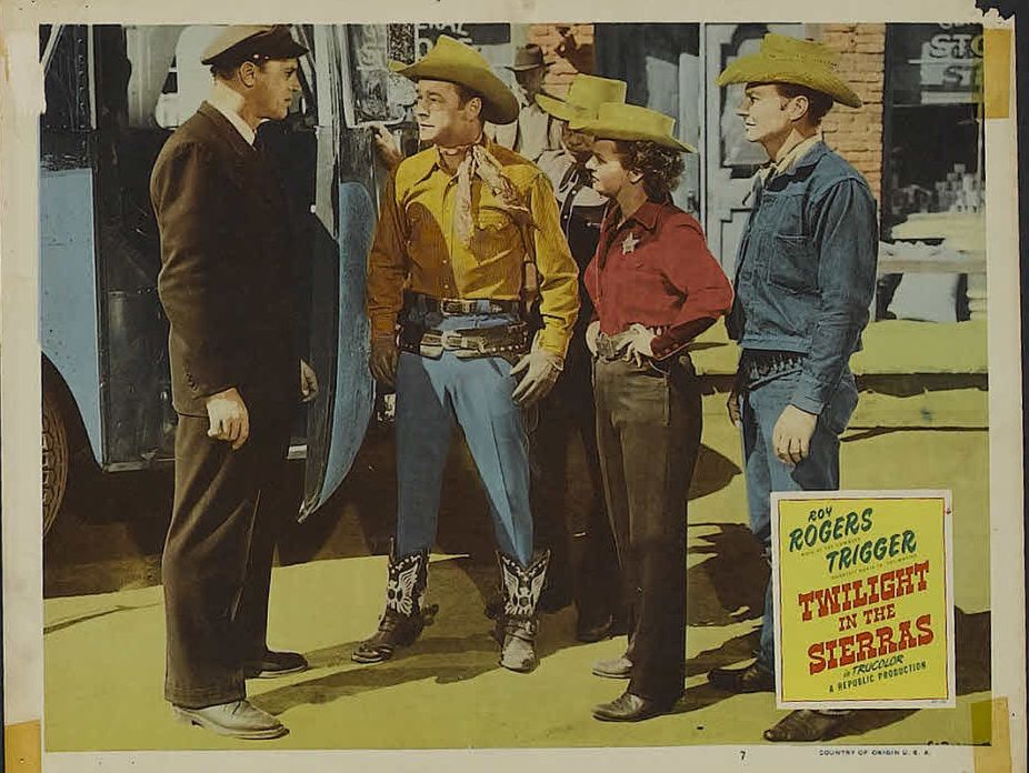 Roy Rogers, Pat Brady, Dale Evans, and Robert J. Wilke in Twilight in the Sierras (1950)