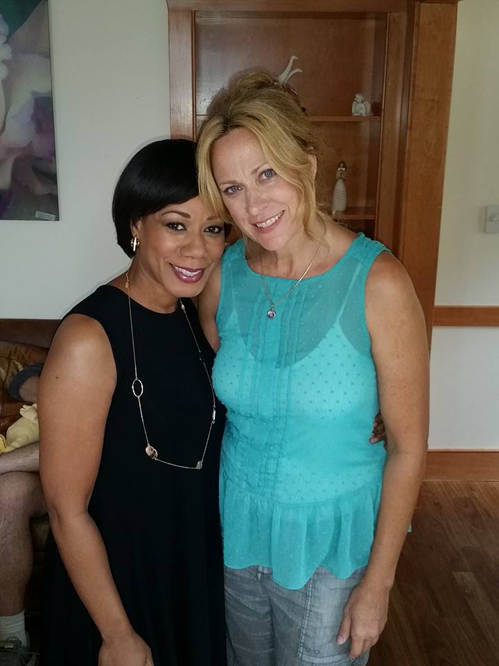 Liz Faublas with Marsha Dietlein on the set of Getting Grace