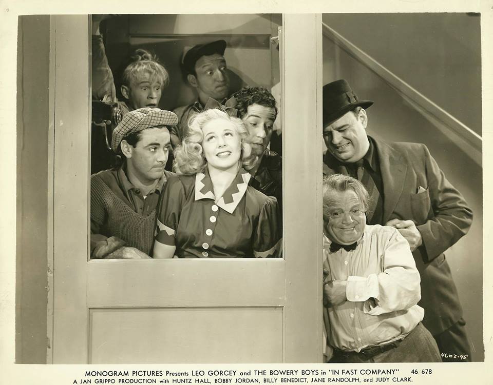 Fred Aldrich, William 'Billy' Benedict, Judy Clark, Bernard Gorcey, David Gorcey, Huntz Hall, and Bobby Jordan in In Fast Company (1946)