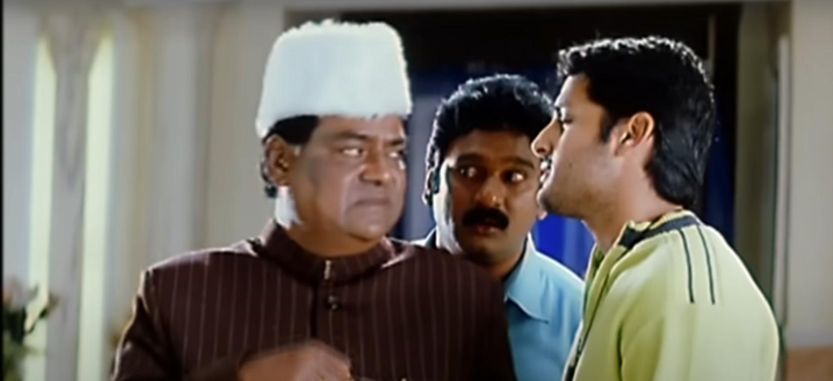 Kota Srinivasa Rao, Nithiin, and Krishna Bhagavan in Allari Bullodu (2005)