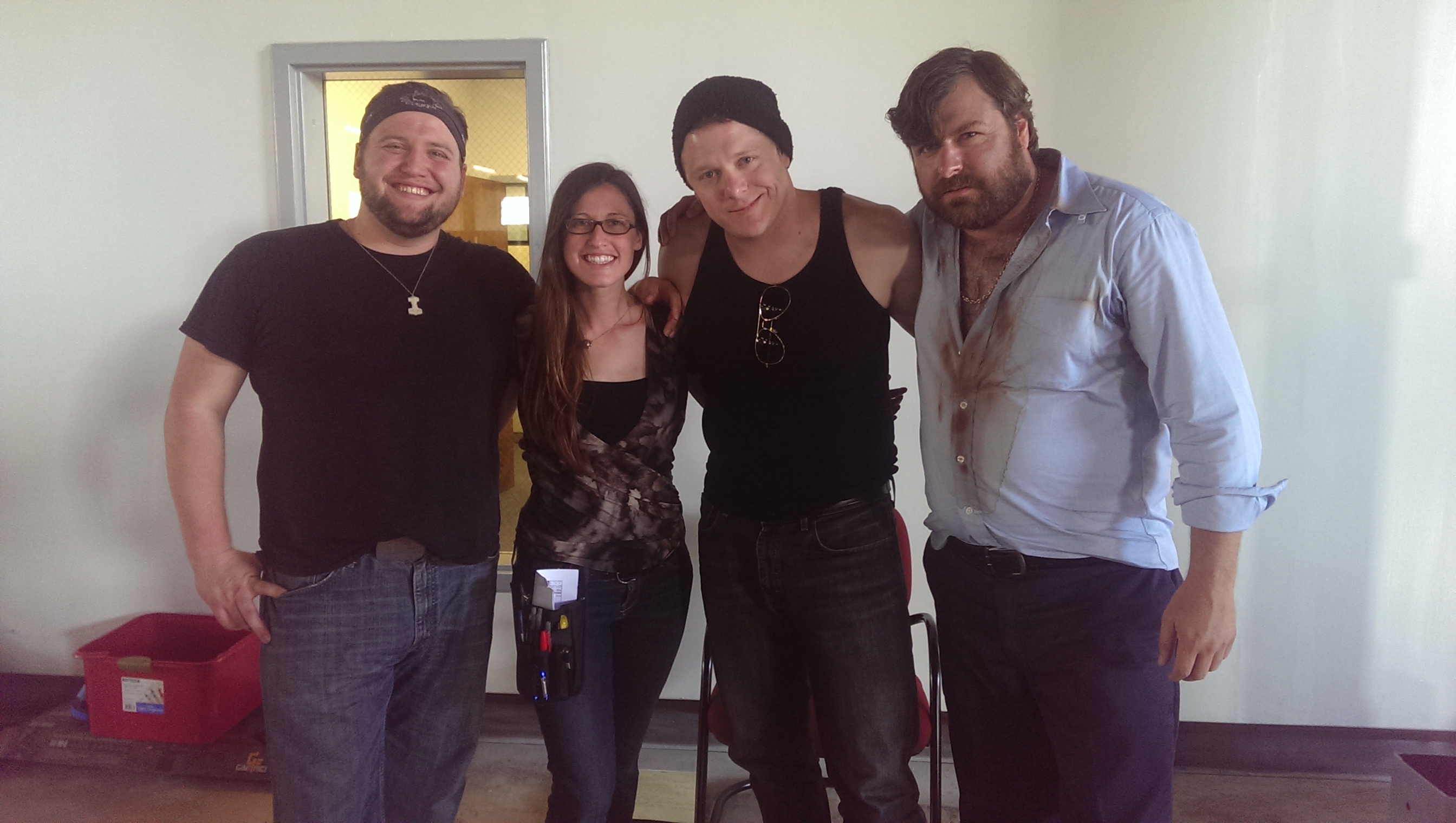 on the set of the feature comedy, B-Roll  with Chris Smith, Producer Erica Schmeck, Jeff, and Jimmie Tolliver