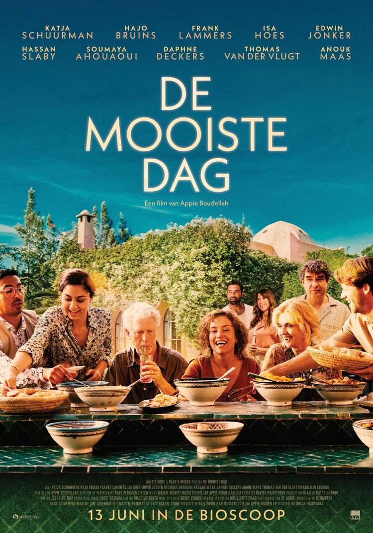 Hajo Bruins, Daphne Deckers, Isa Hoes, Frank Lammers, Katja Schuurman, Edwin Jonker, Anouk Maas, Hassan Slaby, Thomas van der Vlugt, and Soumaya Ahouaoui in De mooiste dag (2024)