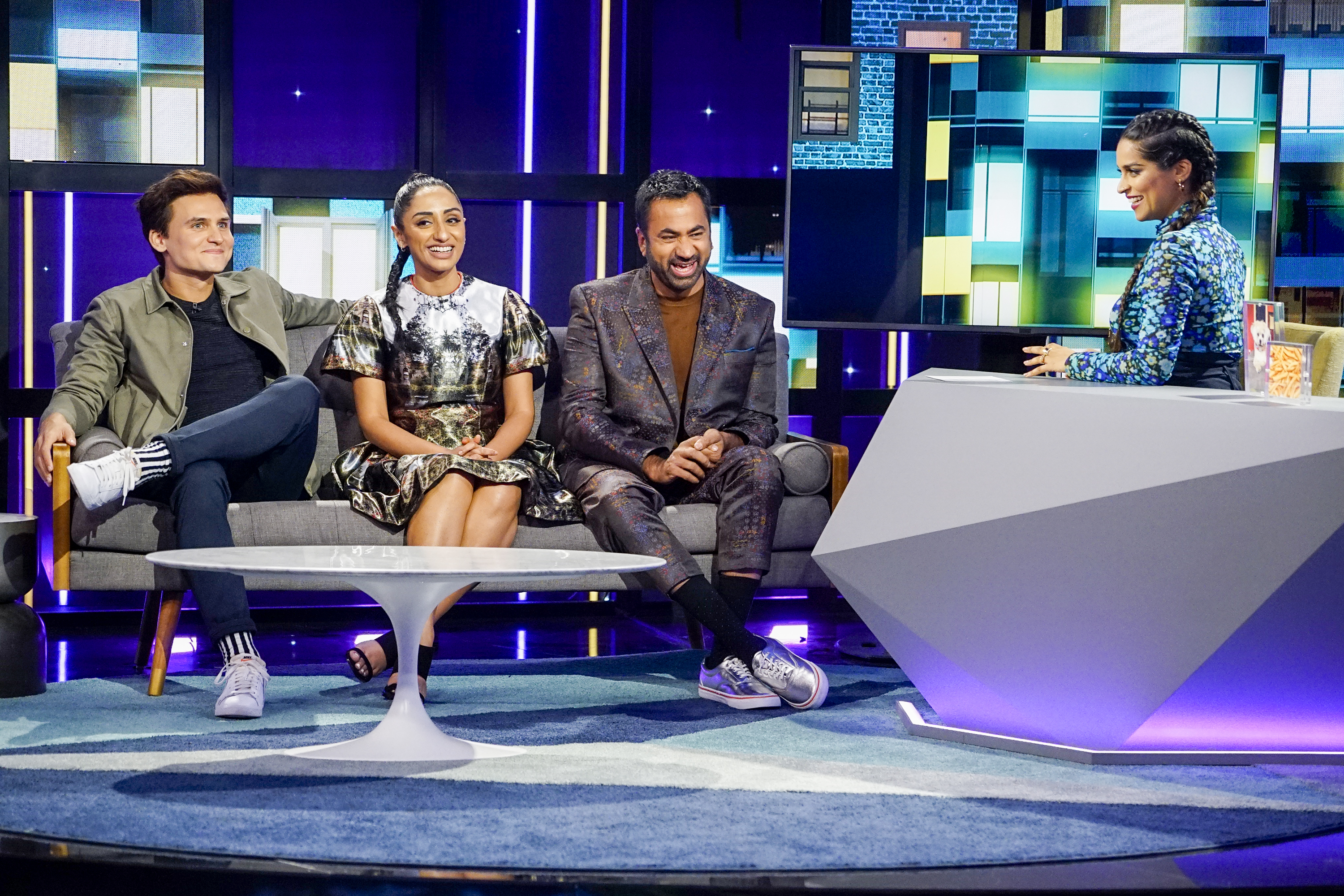 Kal Penn, Kiran Deol, Moses Storm, and Lilly Singh in A Little Late with Lilly Singh (2019)