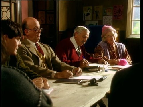 John Bluthal, James Fleet, Dawn French, Liz Smith, and Gary Waldhorn in The Vicar of Dibley (1994)