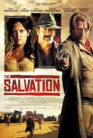 Mads Mikkelsen, Jeffrey Dean Morgan, and Eva Green in The Salvation (2014)