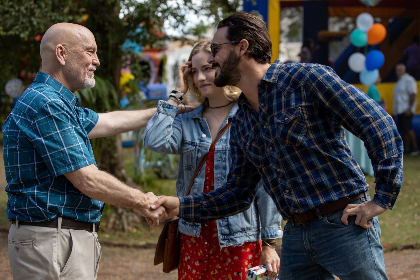 John Malkovich, Jack Huston, and Willa Fitzgerald in Savage Salvation (2022)