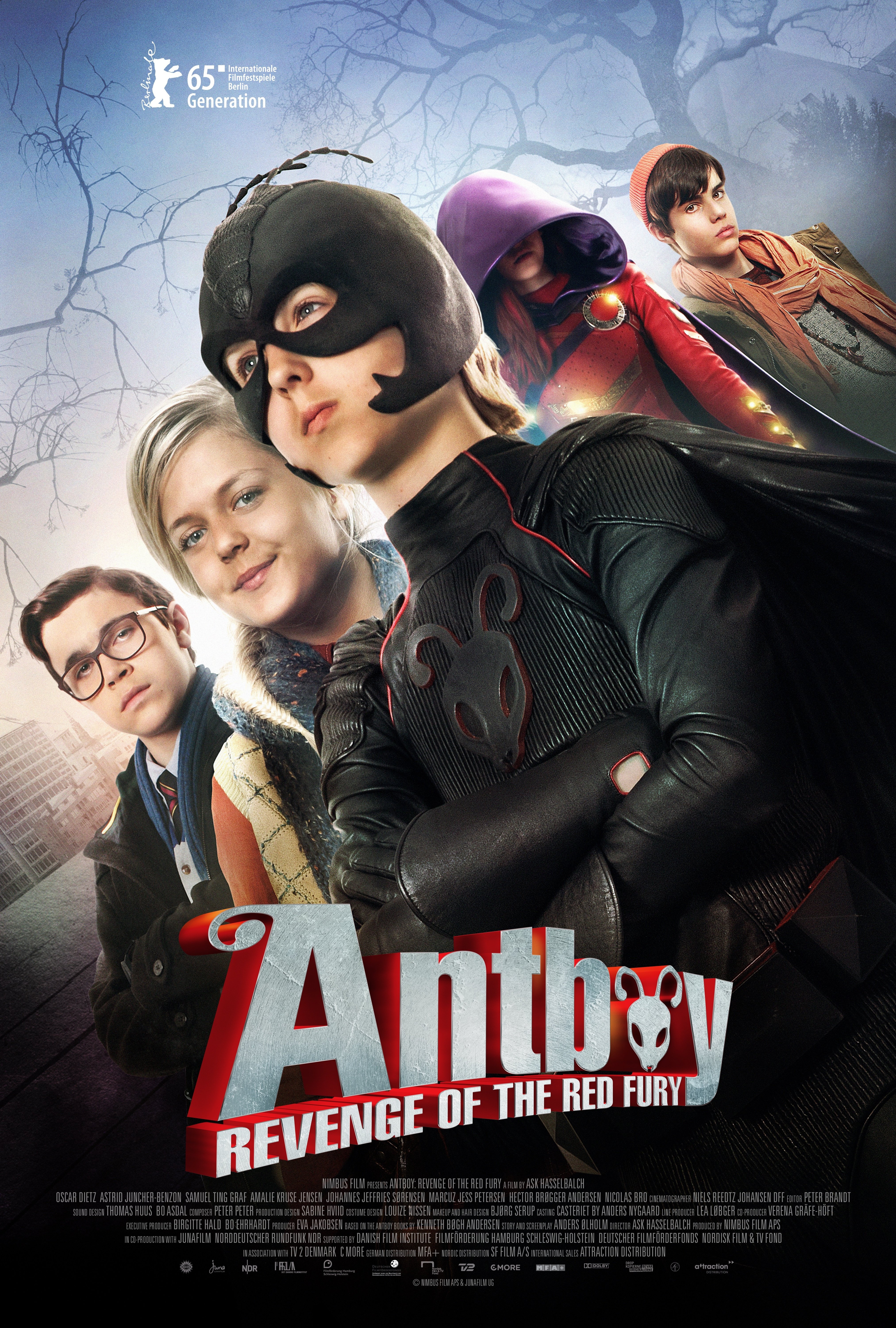 Astrid Juncher-Benzon, Oscar Dietz, Amalie Kruse Jensen, Samuel Ting Graf, and Hector Brøgger Andersen in Antboy II: Revenge of the Red Fury (2014)