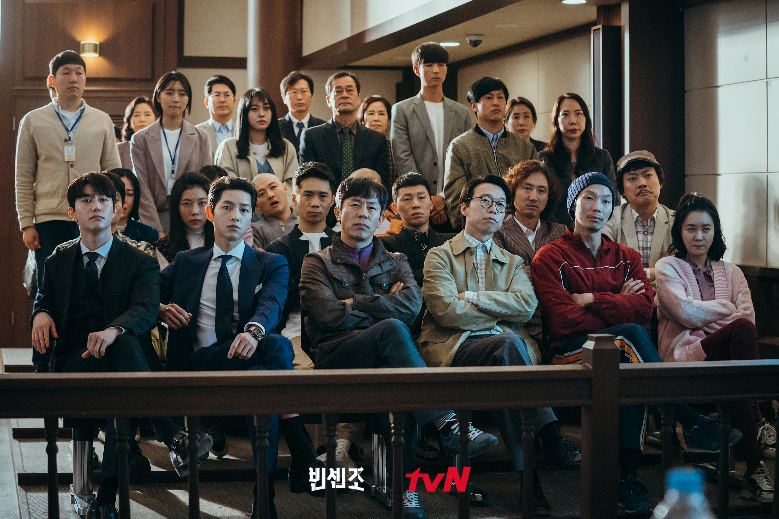 Yang Kyung-won, Choi Deok-moon, Im Chul-soo, Seo Ye-hwa, Kwon Seung-woo, Song Joong-ki, Lee Hang-na, Yoon Byung-hee, Kwak Dong-yeon, Kim Young-woong, Lee Dal, and Kim Hyung-mook in Vincenzo (2021)