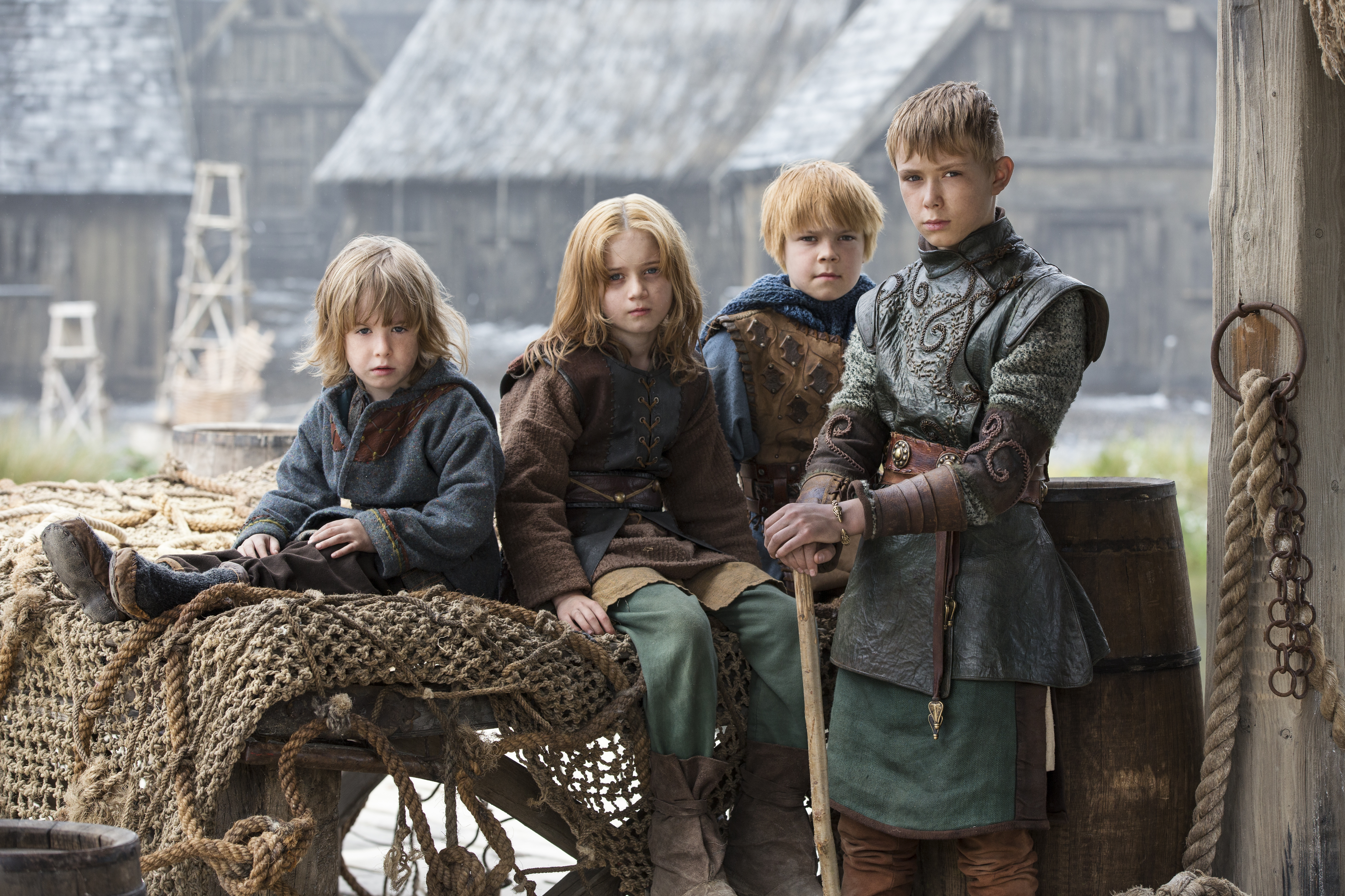 Elijah O'Sullivan, Luke Shanahan, Stephen Rockett, and James Quinn Markey in Vikings (2013)