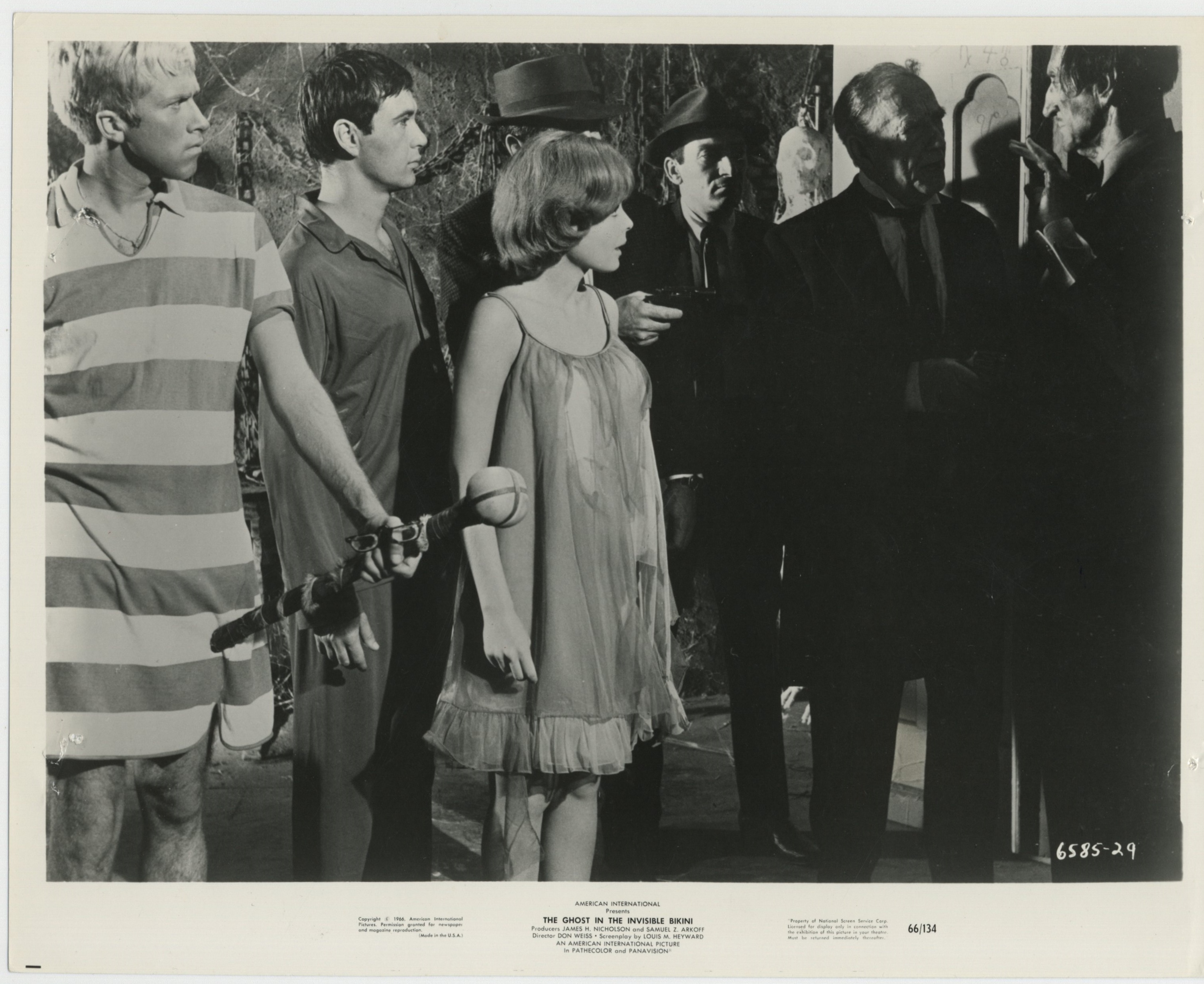 Basil Rathbone, Tommy Kirk, and Deborah Walley in The Ghost in the Invisible Bikini (1966)