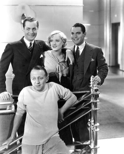 Marion Davies, Edmund Goulding, Robert Montgomery, and Chester Morris in Blondie of the Follies (1932)