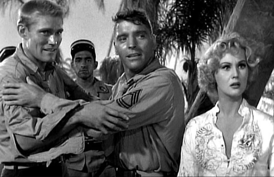 Burt Lancaster, Chuck Connors, and Virginia Mayo in South Sea Woman (1953)