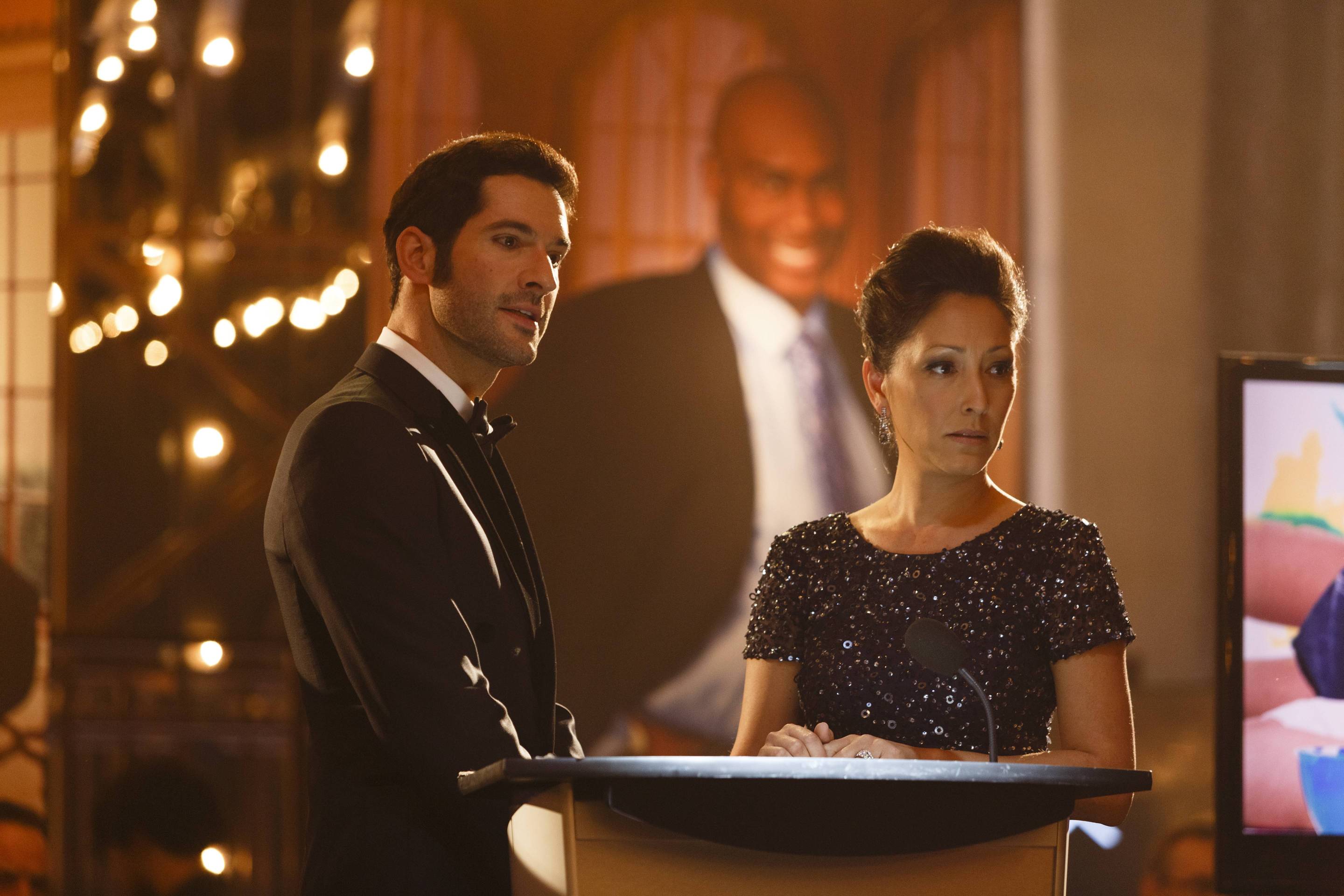 Christina Chang and Tom Ellis in Lucifer (2016)