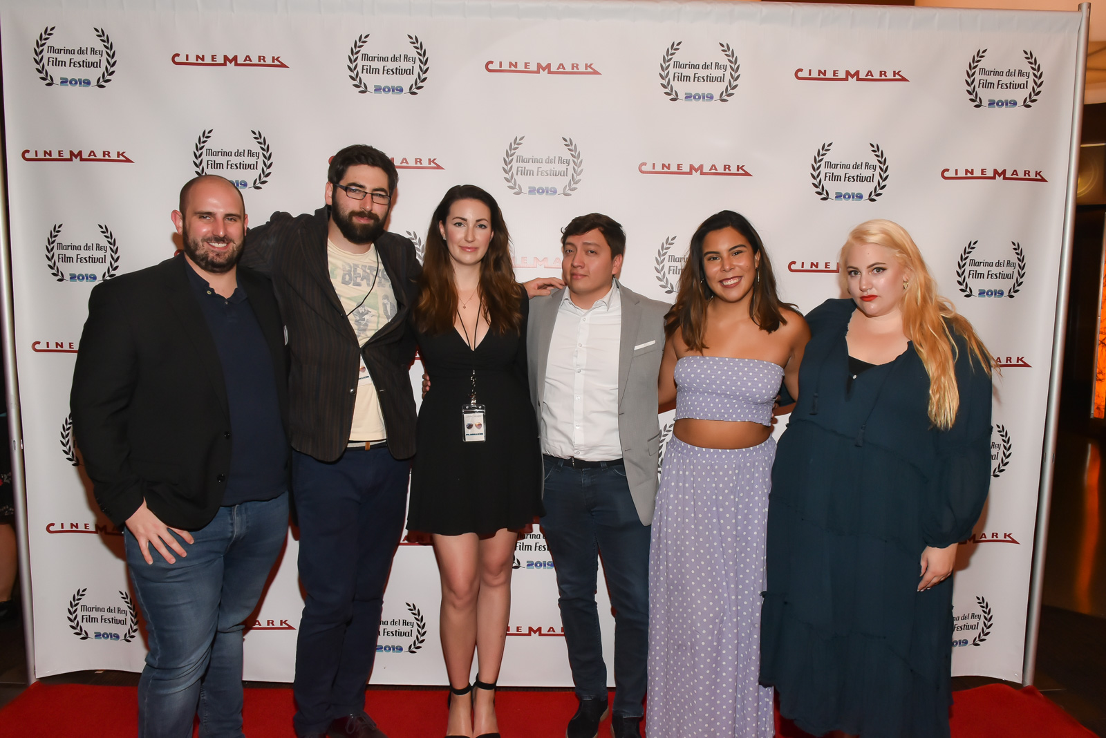 Stephanie Rojo, Jason Nuccio, Walter Kartman, Danielle Swanson, Michelle Lebo, and Brian Larios at an event for Bankeys Cinemas (2019)