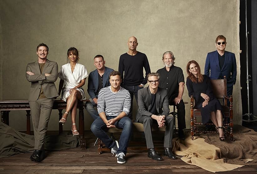 Colin Firth, Julianne Moore, Jeff Bridges, Halle Berry, Elton John, Pedro Pascal, Mark Strong, Channing Tatum, and Taron Egerton in Kingsman: The Golden Circle (2017)