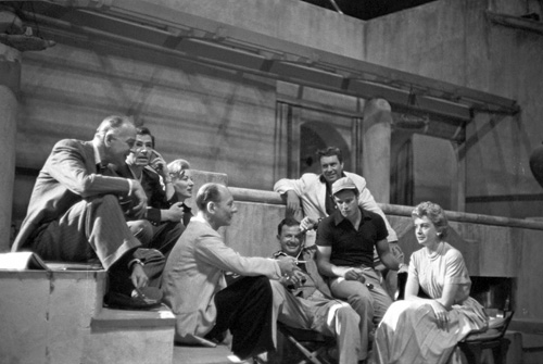 Marlon Brando, John Gielgud, Deborah Kerr, James Mason, Joseph L. Mankiewicz, Louis Calhern, and Edmond O'Brien in Julius Caesar (1953)