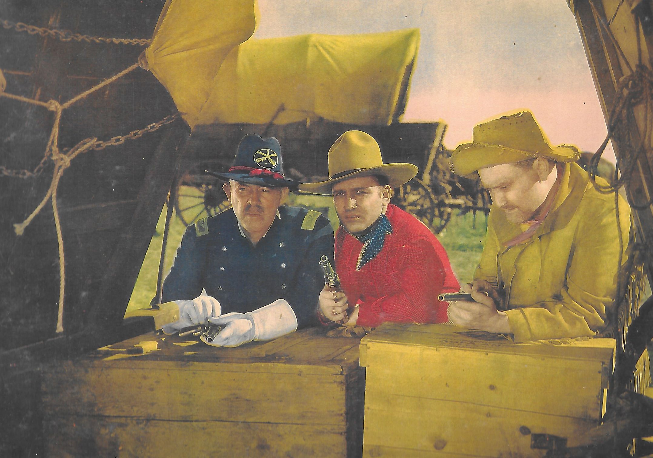 Gene Autry, Robert Homans, and Max Terhune in Ride, Ranger, Ride (1936)