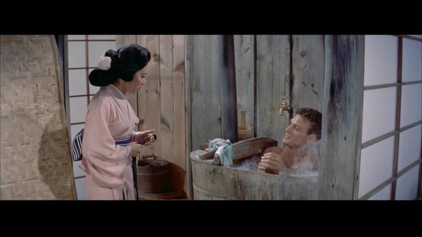 Robert Stack and Shirley Yamaguchi in House of Bamboo (1955)