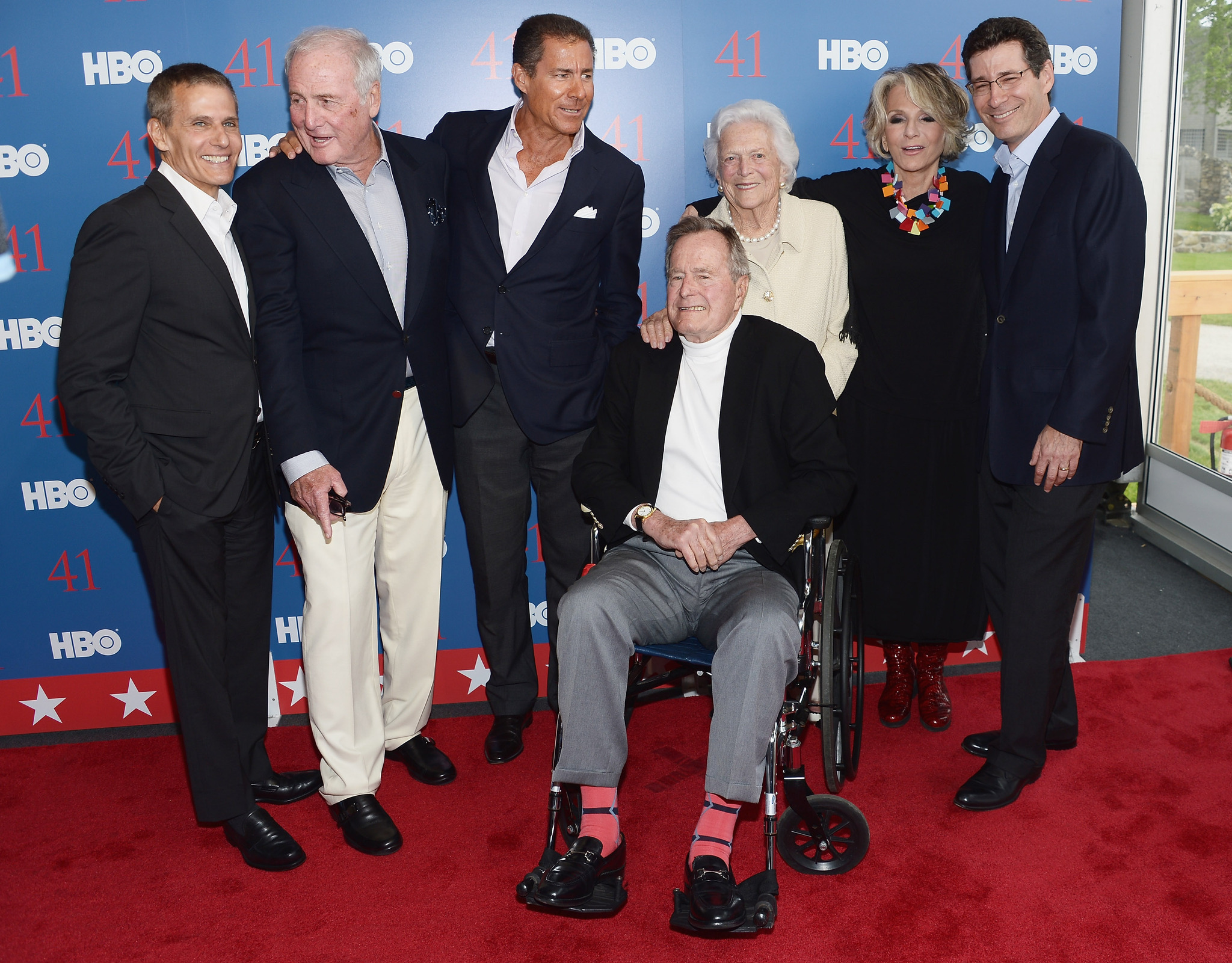 Jerry Weintraub, Barbara Bush, George Bush, Sheila Nevins, Michael Lombardo, Richard Plepler, and Eric Kessler at an event for 41 (2012)